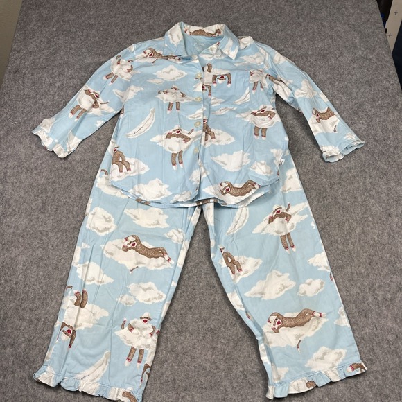 Nick & Nora Other - Nick & Nora Sock Monkey Cloud Pajama Set Women's Small Blue Cotton Capri *Read*